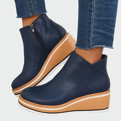 Rebeca | Botines Ortopédicos de Cuero Negro con Tacón