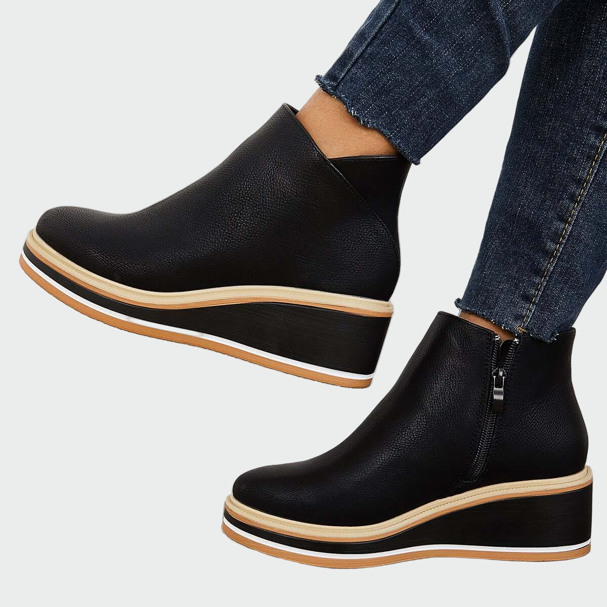 Rebeca | Botines Ortopédicos de Cuero Negro con Tacón
