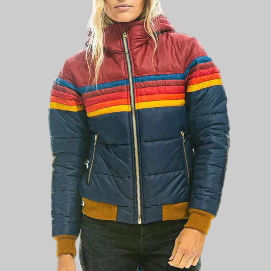 Ines - Chaqueta Retro de Piel con Capucha