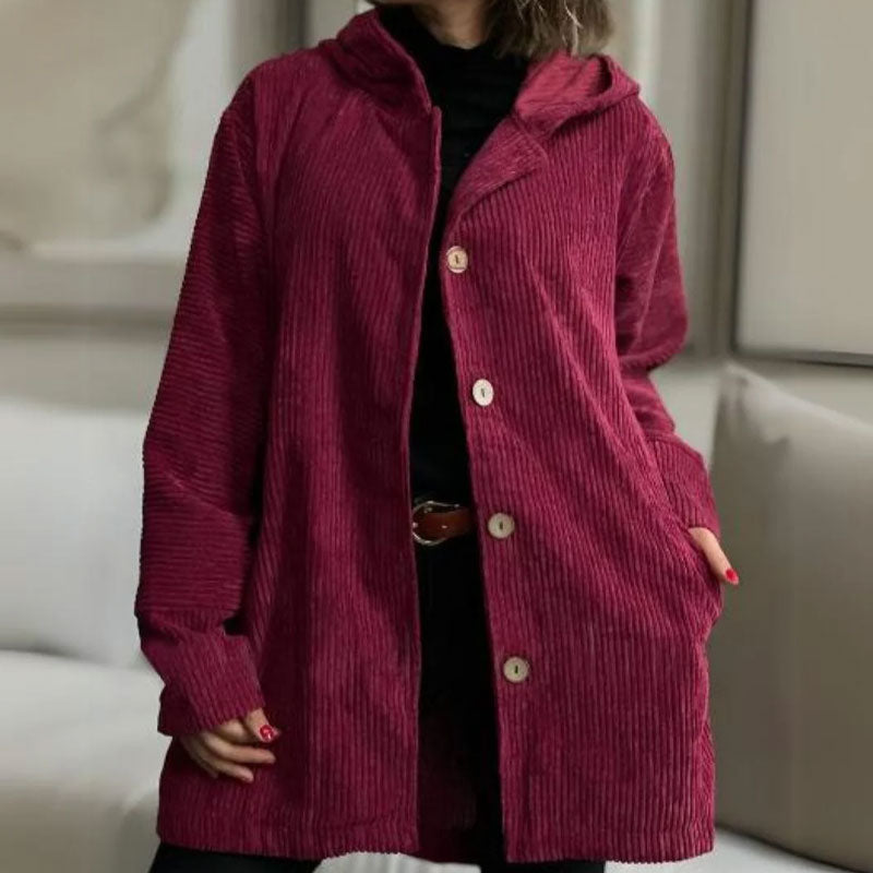 Adriana | Chaqueta de terciopelo con capucha para un look casual de otoño