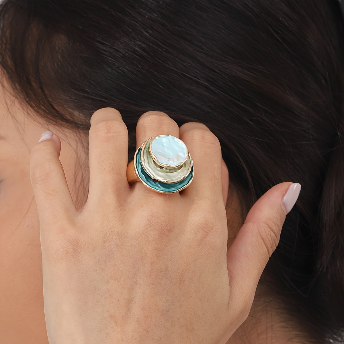 Anillo Boho de Tres Capas con Esmalte