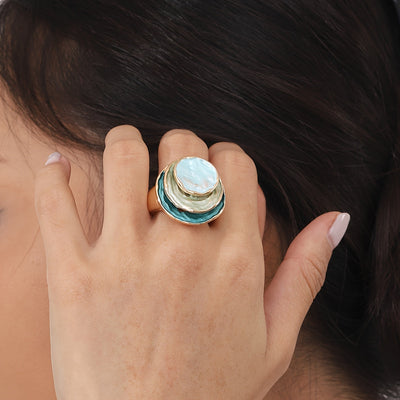 Anillo Boho de Tres Capas con Esmalte