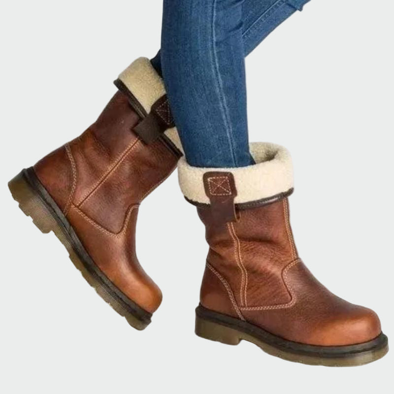 Rosa | Botas de Invierno de Cuero Rústico con Forro Suave
