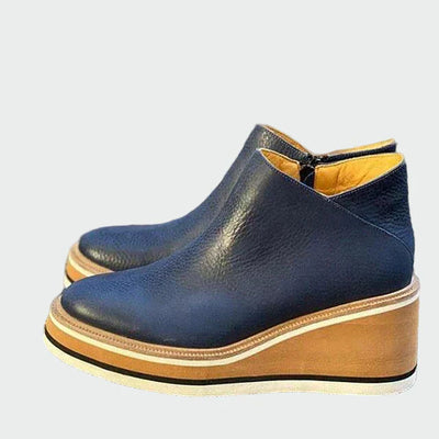 Celia | Elegantes Botines de Cuero Camel con Plataforma