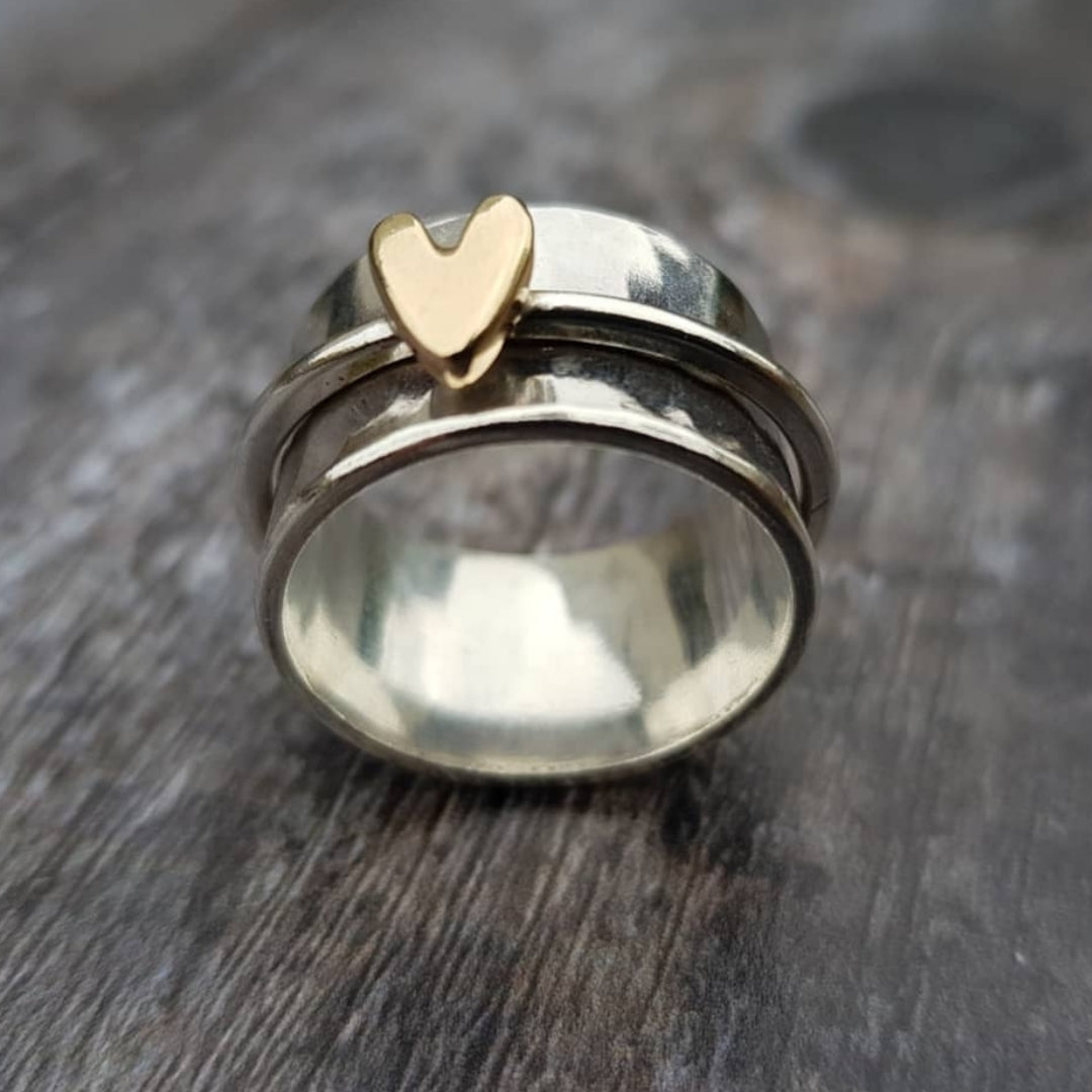 Mireia - Anillo de Plata con Corazón Dorado