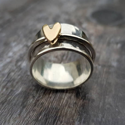 Mireia - Anillo de Plata con Corazón Dorado