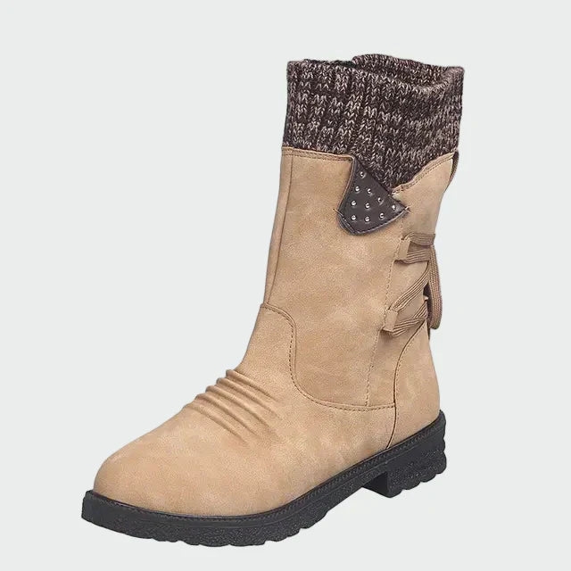 Victoria | Botines de Gamuza Azul con Detalles de Tricot