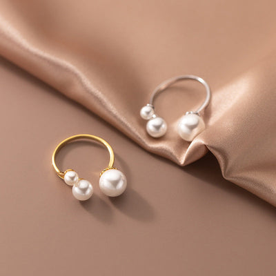 Anillo regulable con perlas de agua dulce