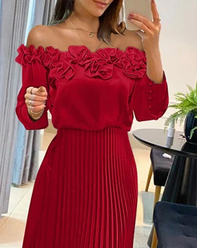 Daniella™ | Vestido maxi con hombros al aire