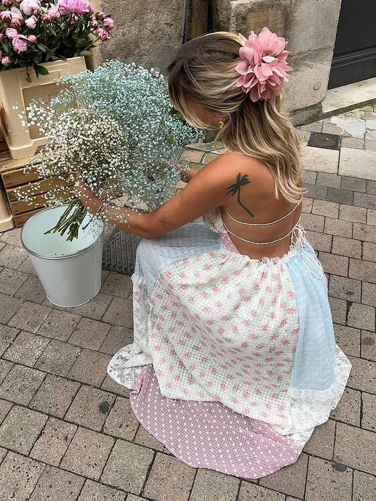 Noa™ | Vestido de tirantes con textura patchwork