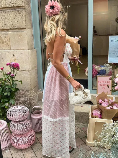 Noa™ | Vestido de tirantes con textura patchwork