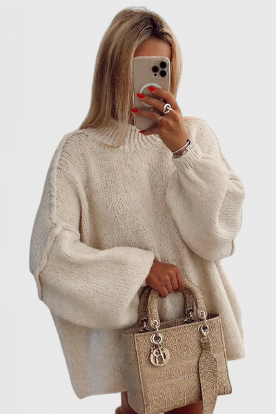 Cassia Suéter Oversized de Punto con Mangas Abullonadas