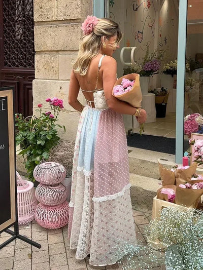 Noa™ | Vestido de tirantes con textura patchwork