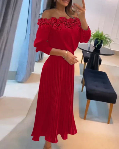 Daniella™ | Vestido maxi con hombros al aire