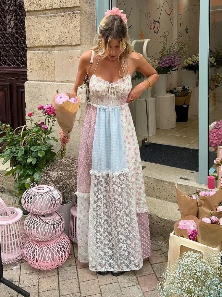 Noa™ | Vestido de tirantes con textura patchwork
