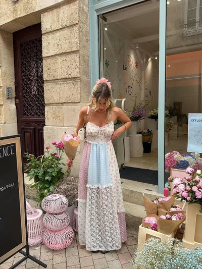 Noa™ | Vestido de tirantes con textura patchwork
