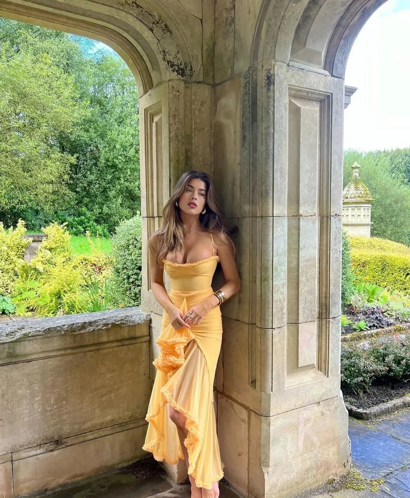 Emma™ | Vestido maxi de red amarillo