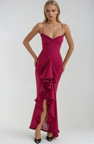 Emma™ | Vestido maxi de red amarillo
