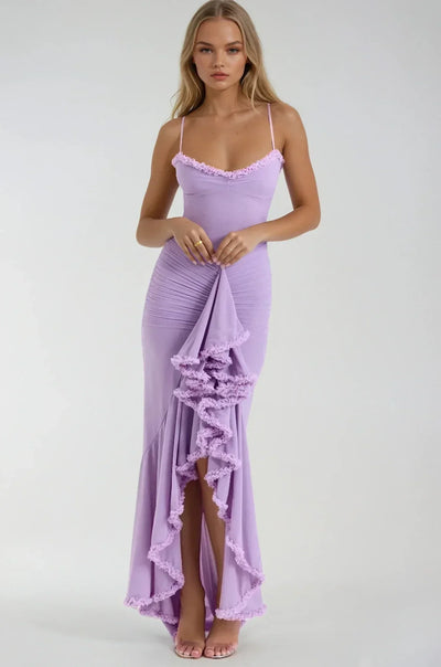 Emma™ | Vestido maxi de red amarillo