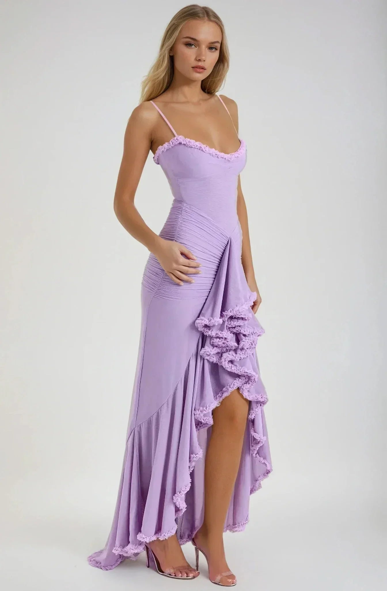 Emma™ | Vestido maxi de red amarillo
