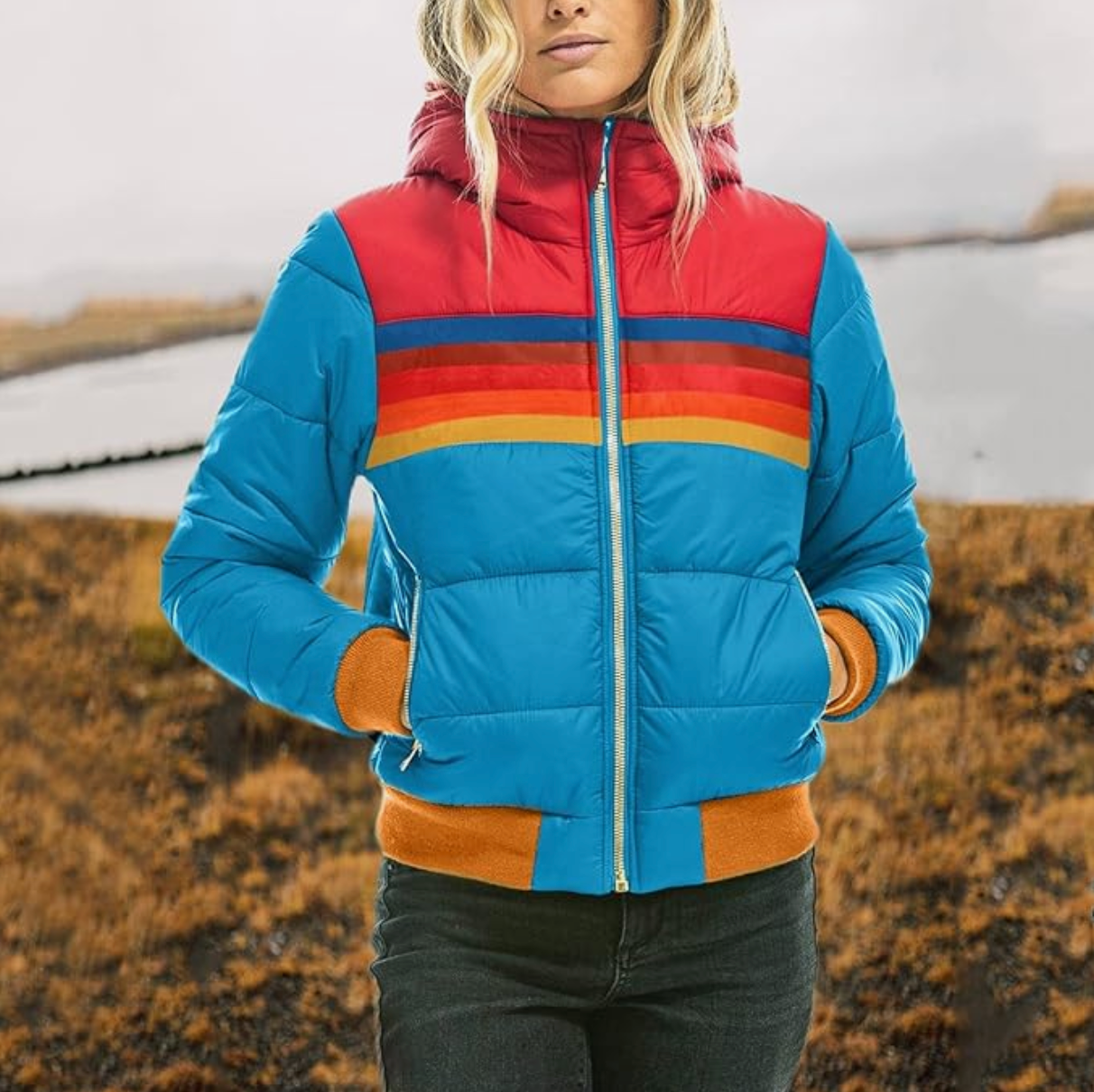 Ines - Chaqueta Retro de Piel con Capucha