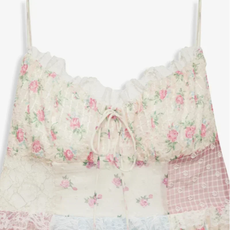 Noa™ | Vestido de tirantes con textura patchwork