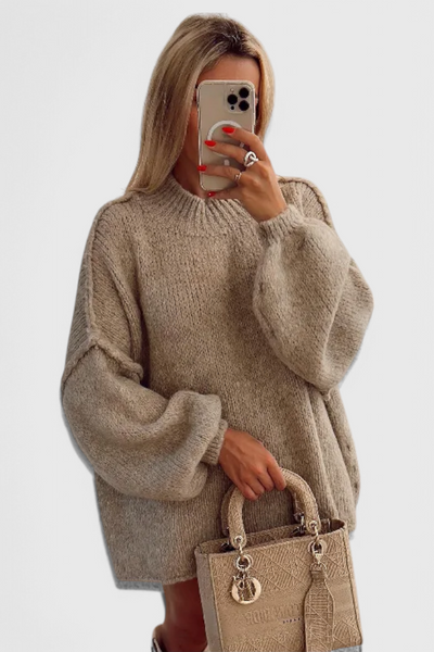 Cassia Suéter Oversized de Punto con Mangas Abullonadas