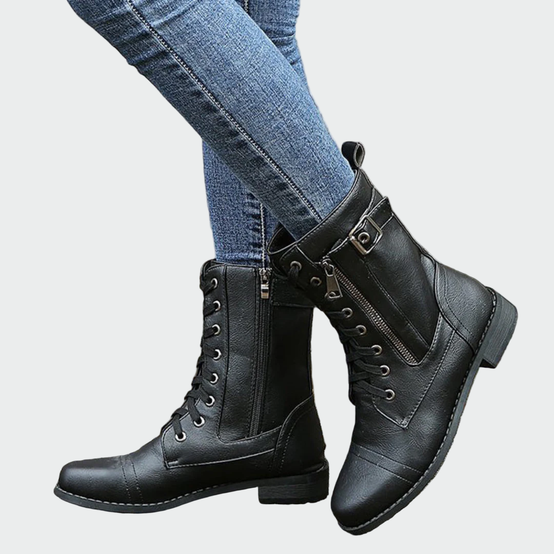 Patricia | Botas Militares de Cuero Ortopédicas para Mujer