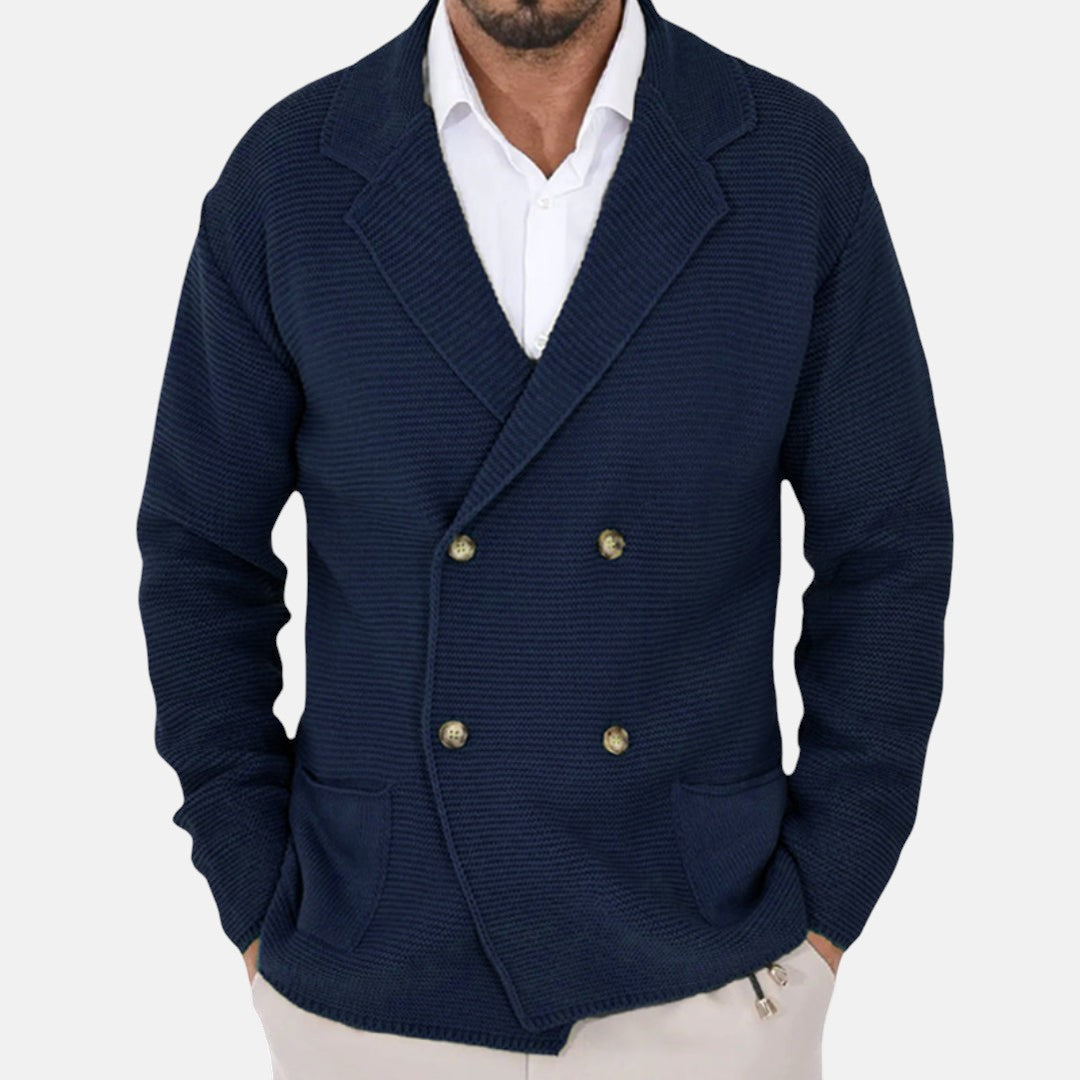 David | Cárdigan de Doble Botón con Solapa de Blazer
