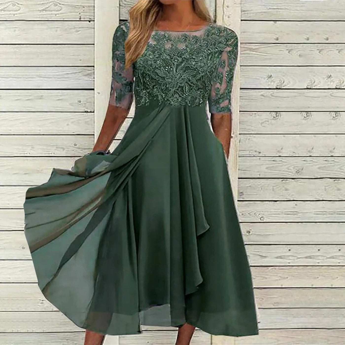 Lía™ | Vestido midi de encaje elegante