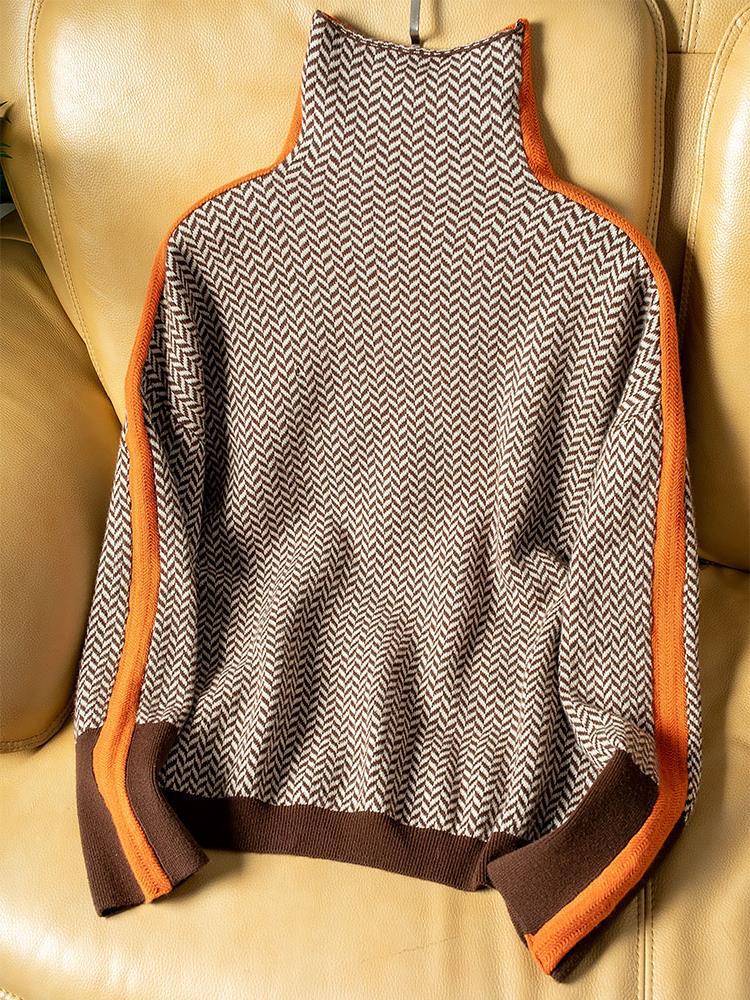 Beatriz | Suéter de cuello alto con llamativas rayas contrastantes