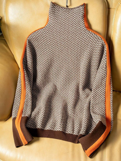 Beatriz | Suéter de cuello alto con llamativas rayas contrastantes