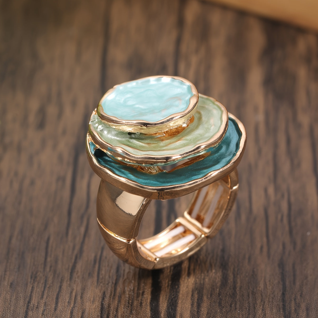 Anillo Boho de Tres Capas con Esmalte