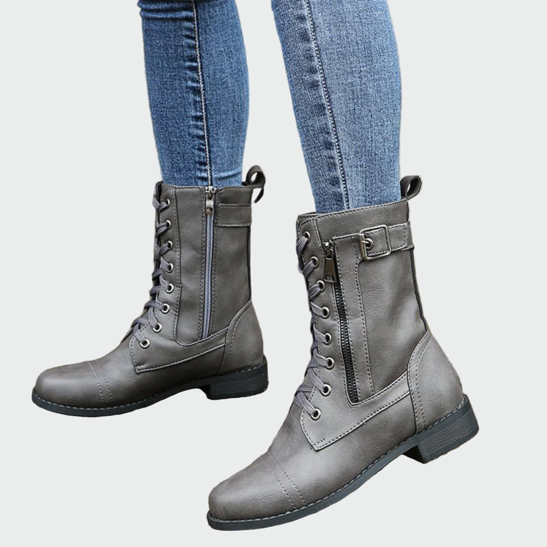 Patricia | Botas Militares de Cuero Ortopédicas para Mujer