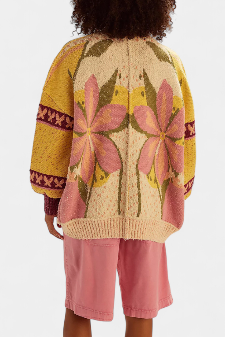 Cardigan de Punto Floral Casey con Corte Suelto