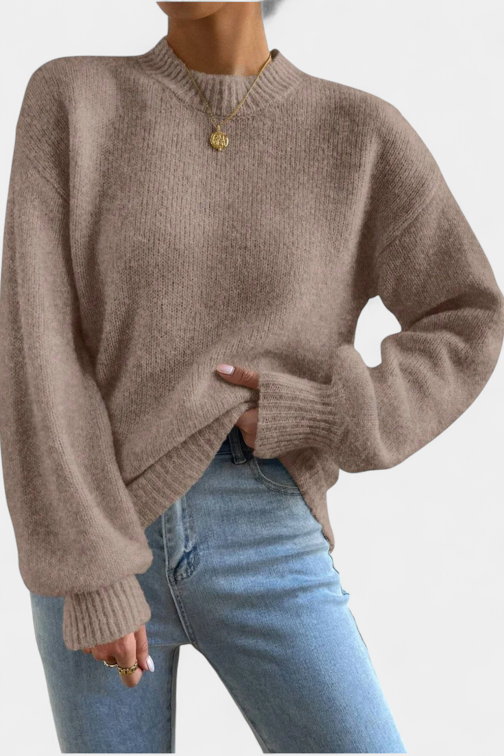 Jersey Mae de Cuello Redondo con Mangas Abullonadas