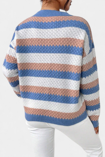 Jersey Oversized de Rayas Kristen con Cuello Redondo